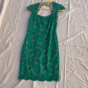 Va Va Voom Teal Floral Lace Mini Dress